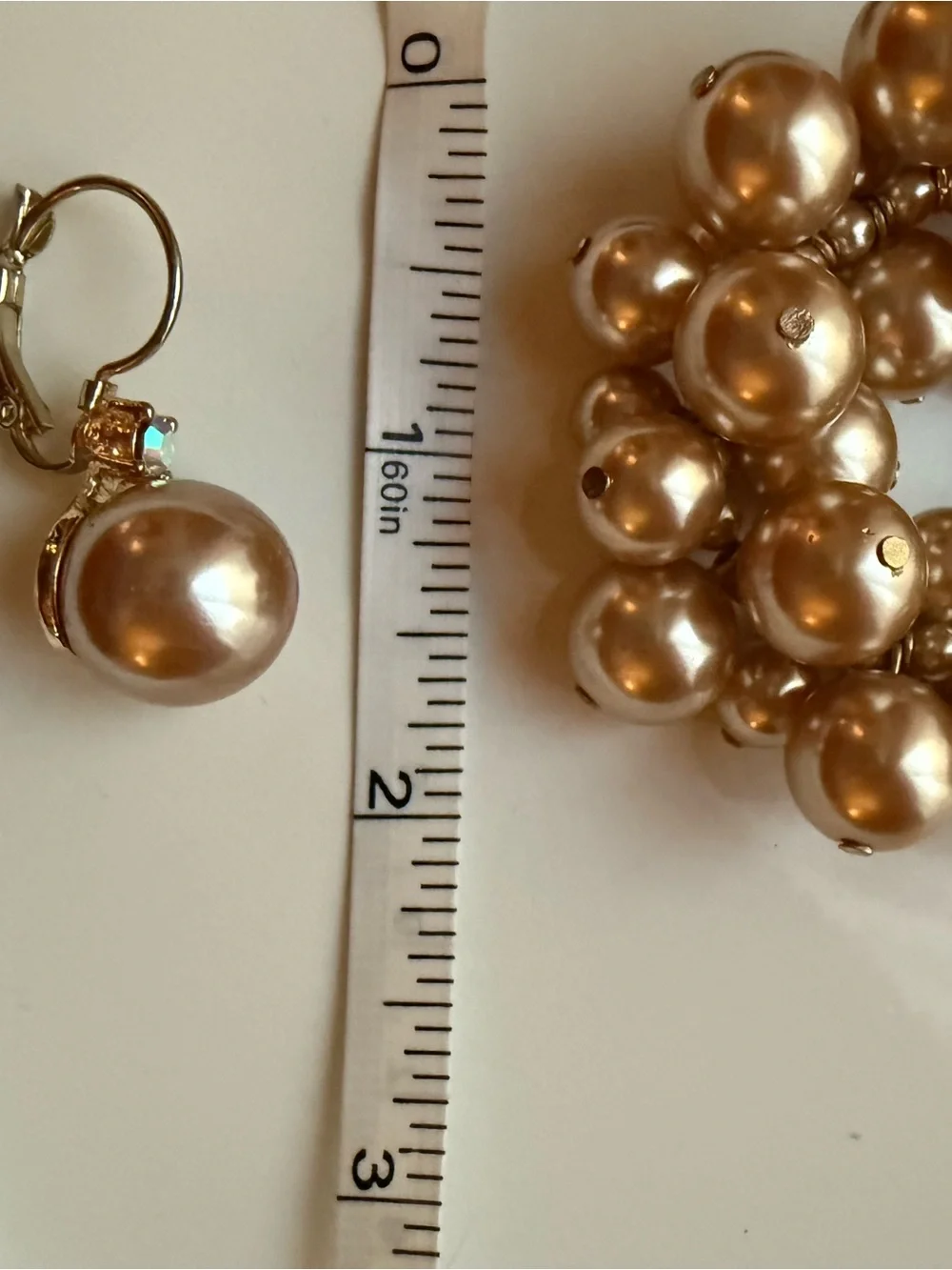 Pearl Cluster Statement Necklace and Earrings Set - Champagne Pearls